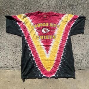 Kansas City Chiefs Vintage Tie-Dye Single Stitch Liquid Blue USA XL